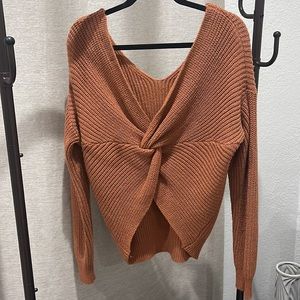 Love tree, burnt orange, backless sweater